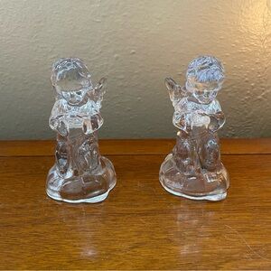 Glass Angel Cherub Candle Holders
